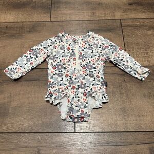 Modern Moments Baby Girl Floral Long Sleeve Rash Guard Swim Suit: Size 0-3 Mo.